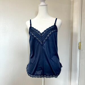 Women's Navy Blue Satin Top